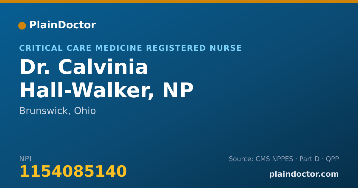 Shareable card for Calvinia Hall-Walker, NP - Critical Care Medicine Registered Nurse, Brunswick, OH