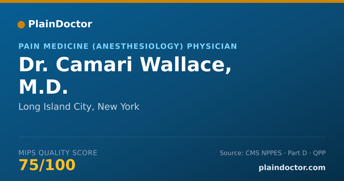 Shareable card for Camari Wallace, M.D. - Pain Medicine (Anesthesiology) Physician, Long Island City, NY