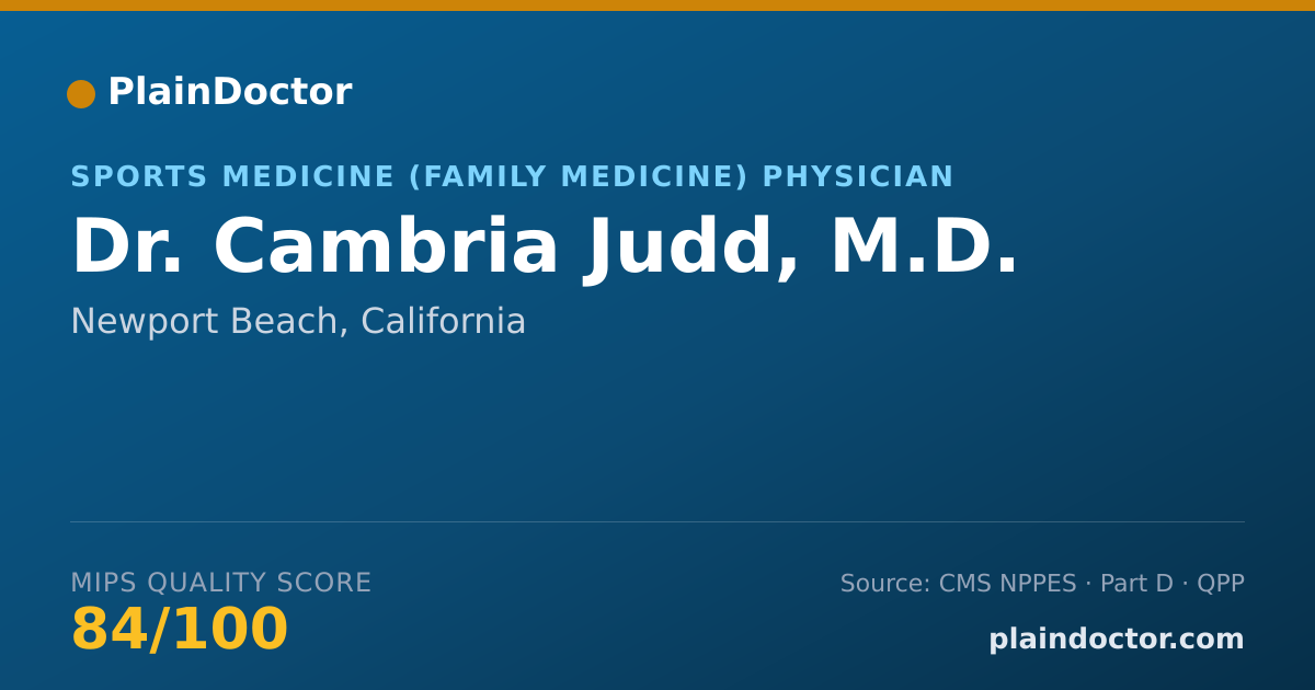 Shareable card for Cambria Judd, M.D. - Sports Medicine (Family Medicine) Physician, Newport Beach, CA
