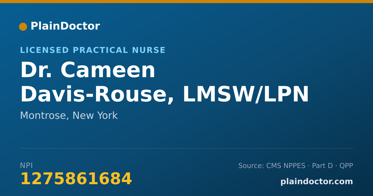 Shareable card for Cameen Davis-Rouse, LMSW/LPN - Licensed Practical Nurse, Montrose, NY