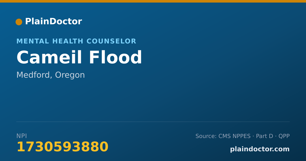 Shareable card for Cameil Flood - Mental Health Counselor, Medford, OR