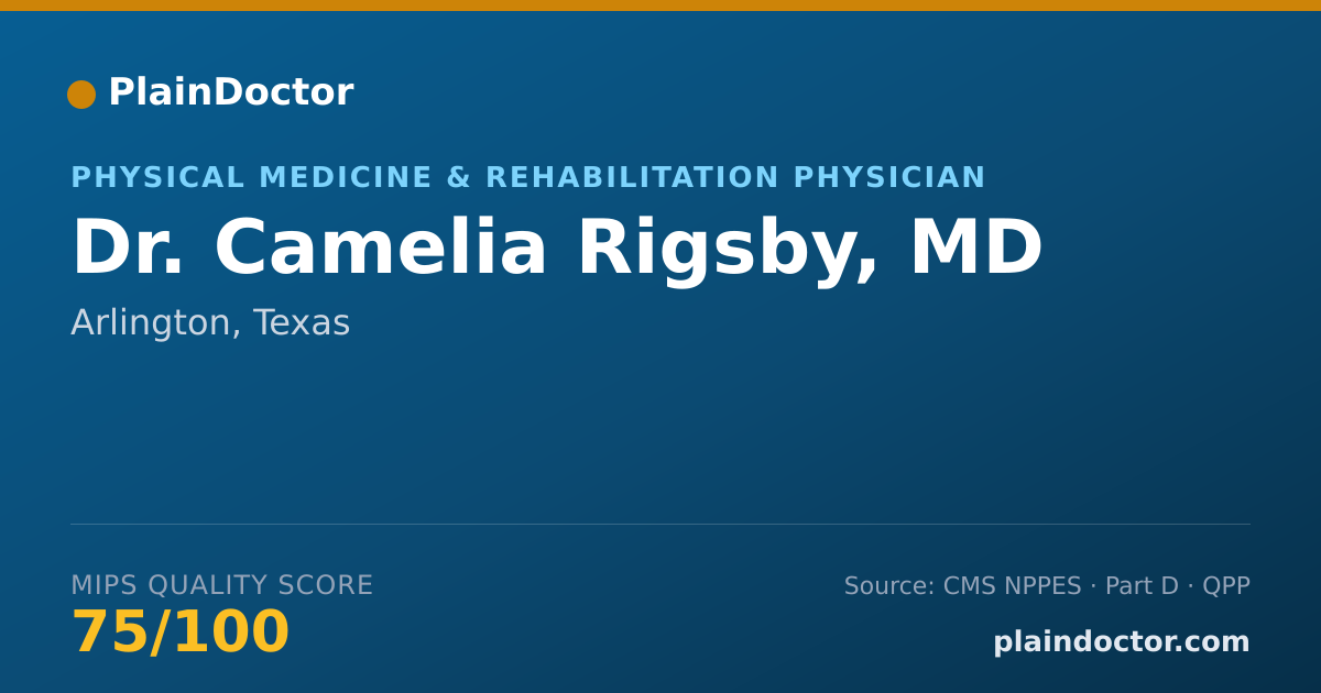 Shareable card for Camelia Rigsby, MD - Physical Medicine & Rehabilitation Physician, Arlington, TX