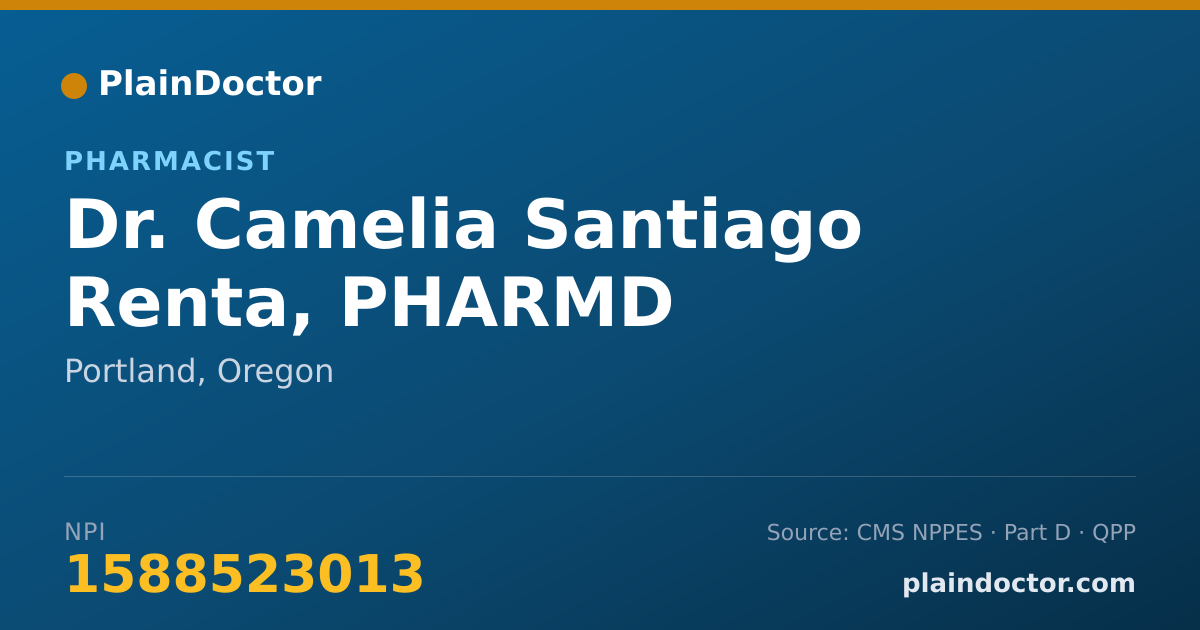 Shareable card for Camelia Santiago Renta, PHARMD - Pharmacist, Portland, OR