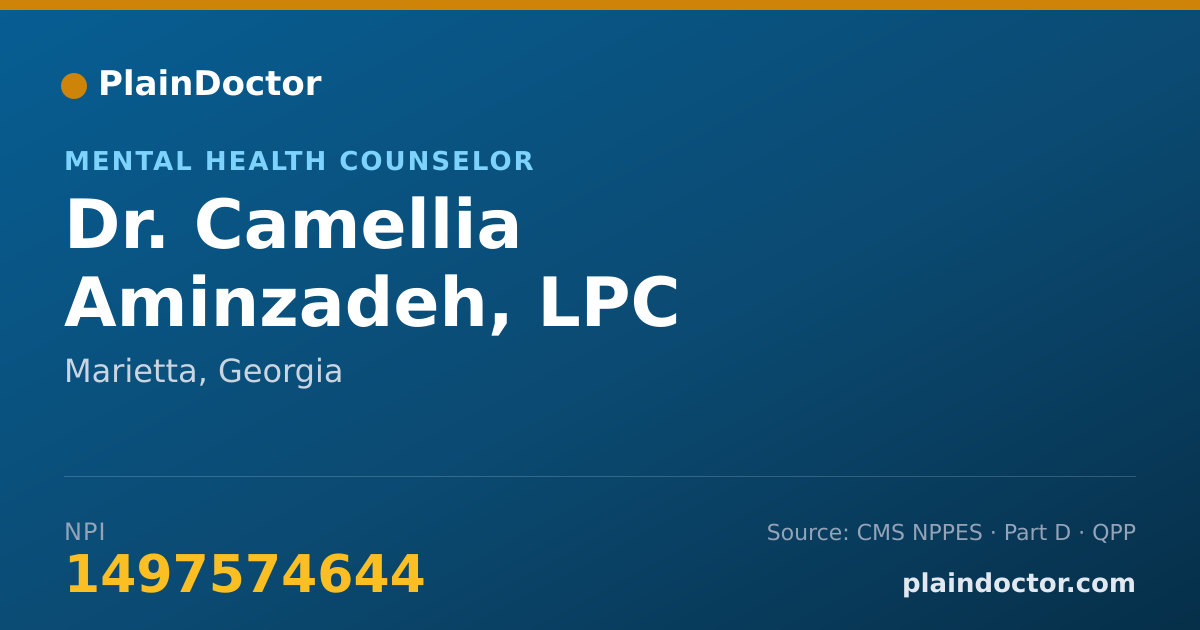 Shareable card for Camellia Aminzadeh, LPC - Mental Health Counselor, Marietta, GA