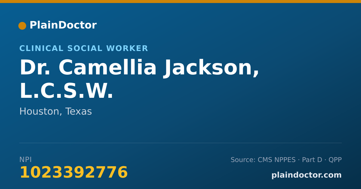 Shareable card for Camellia Jackson, L.C.S.W. - Clinical Social Worker, Houston, TX