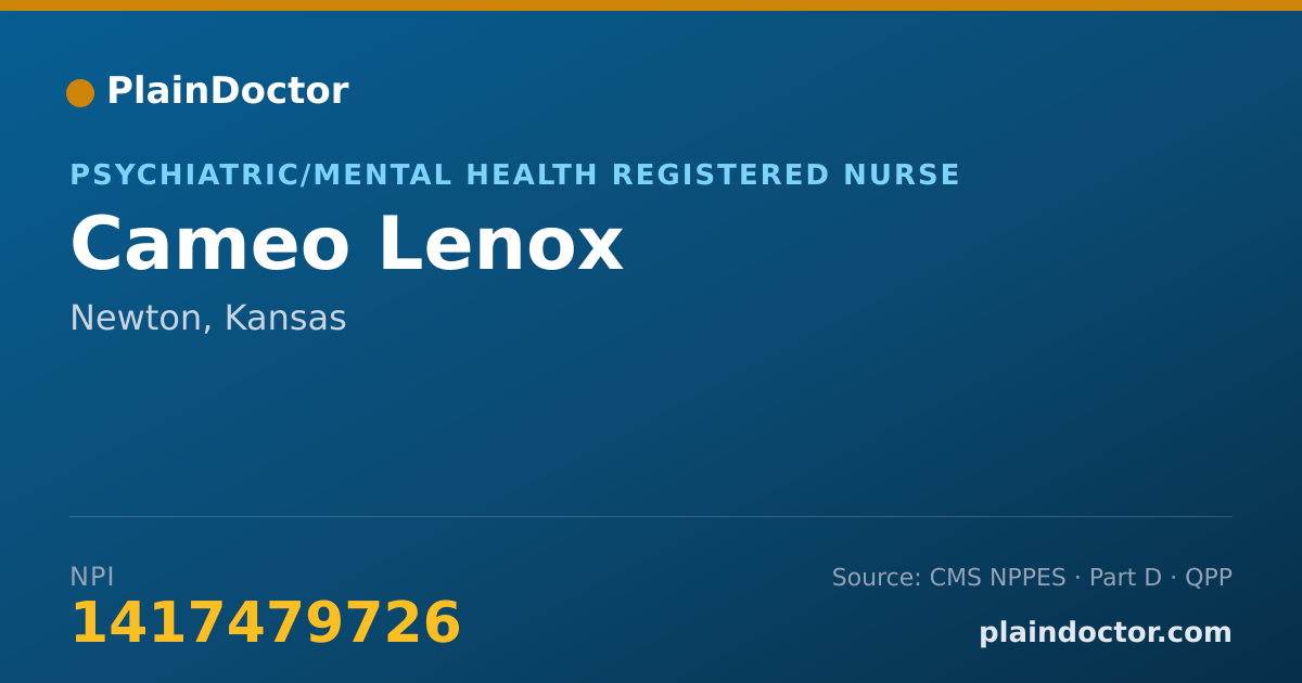 Shareable card for Cameo Lenox - Psychiatric/Mental Health Registered Nurse, Newton, KS