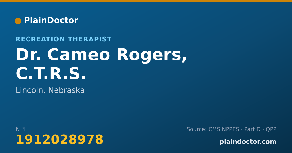 Shareable card for Cameo Rogers, C.T.R.S. - Recreation Therapist, Lincoln, NE