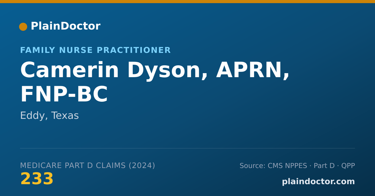 Shareable card for Camerin Dyson, APRN, FNP-BC - Family Nurse Practitioner, Eddy, TX