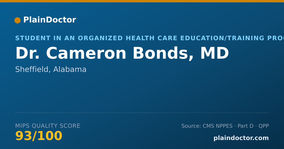 Shareable card for Cameron Bonds, MD - Student in an Organized Health Care Education/Training Program, Sheffield, AL