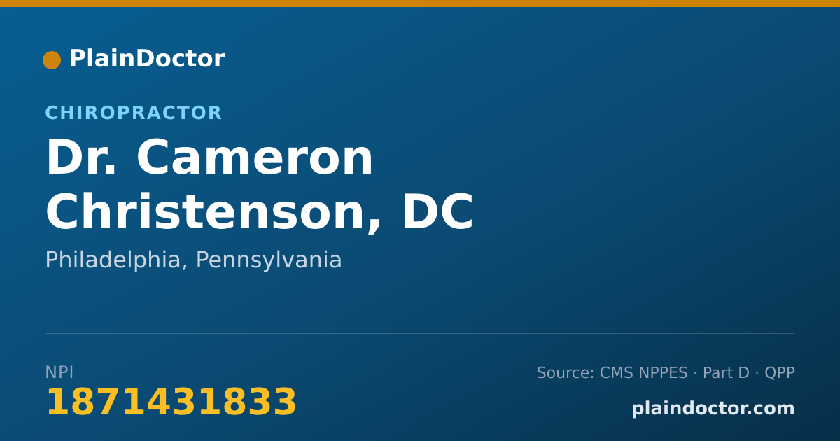 Shareable card for Cameron Christenson, DC - Chiropractor, Philadelphia, PA
