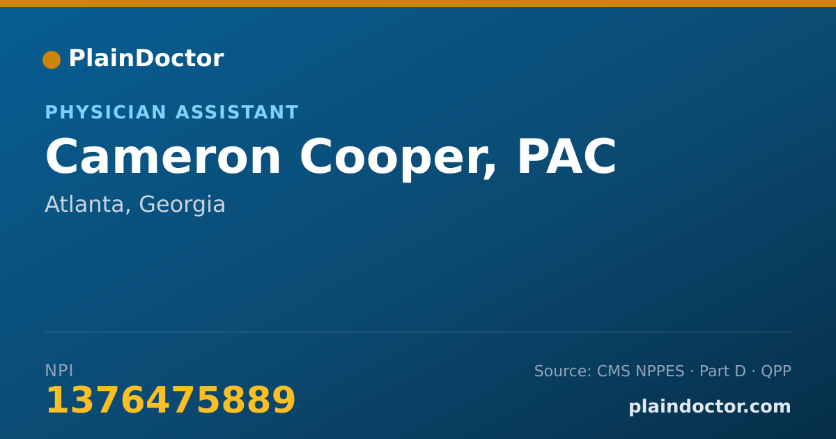 Shareable card for Cameron Cooper, PAC - Physician Assistant, Atlanta, GA