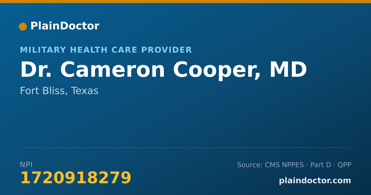 Shareable card for Cameron Cooper, MD - Military Health Care Provider, Fort Bliss, TX