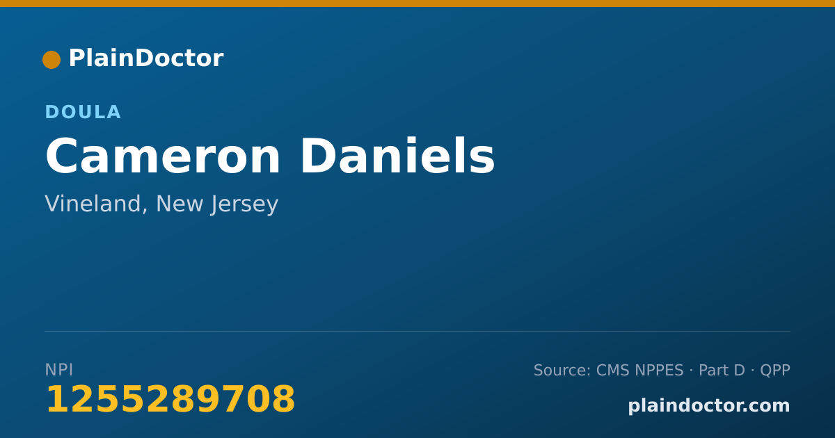 Shareable card for Cameron Daniels - Doula, Vineland, NJ