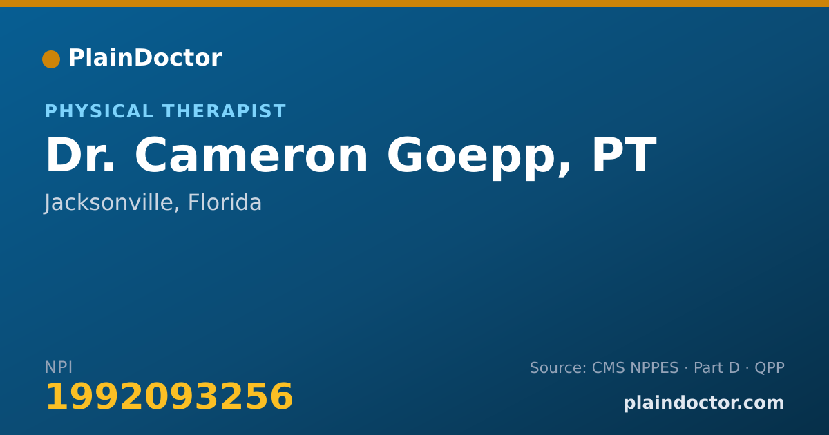 Shareable card for Cameron Goepp, PT - Physical Therapist, Jacksonville, FL