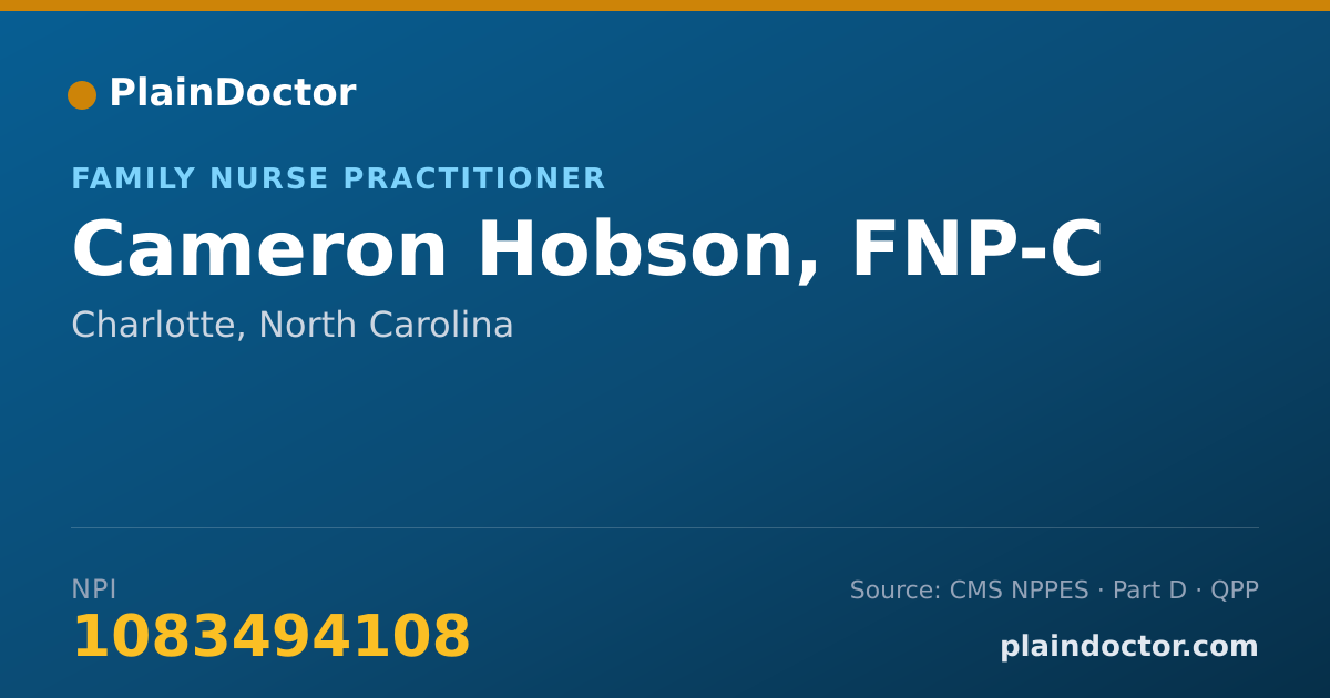 Shareable card for Cameron Hobson - Student in an Organized Health Care Education/Training Program, Columbia, SC