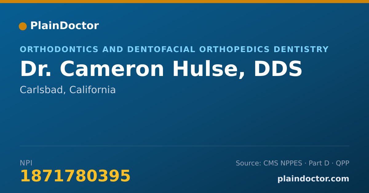 Shareable card for Cameron Hulse, DDS - Orthodontics and Dentofacial Orthopedics Dentistry, Carlsbad, CA