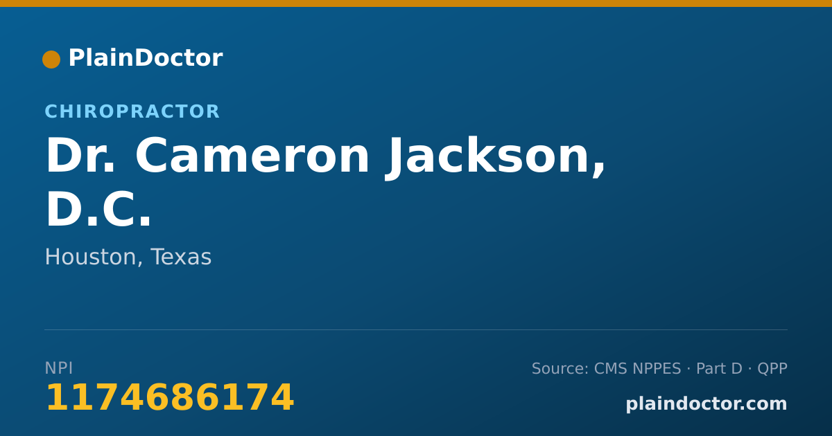 Shareable card for Cameron Jackson, D.C. - Chiropractor, Houston, TX
