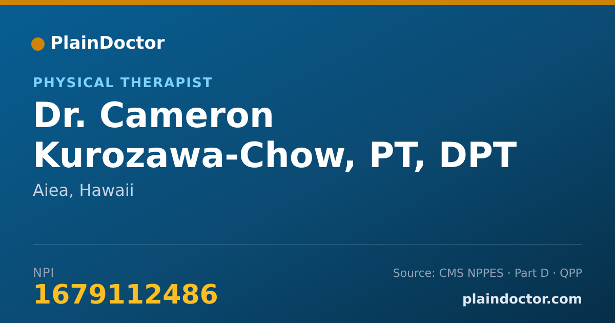 Shareable card for Cameron Kurozawa-Chow, PT, DPT - Physical Therapist, Aiea, HI