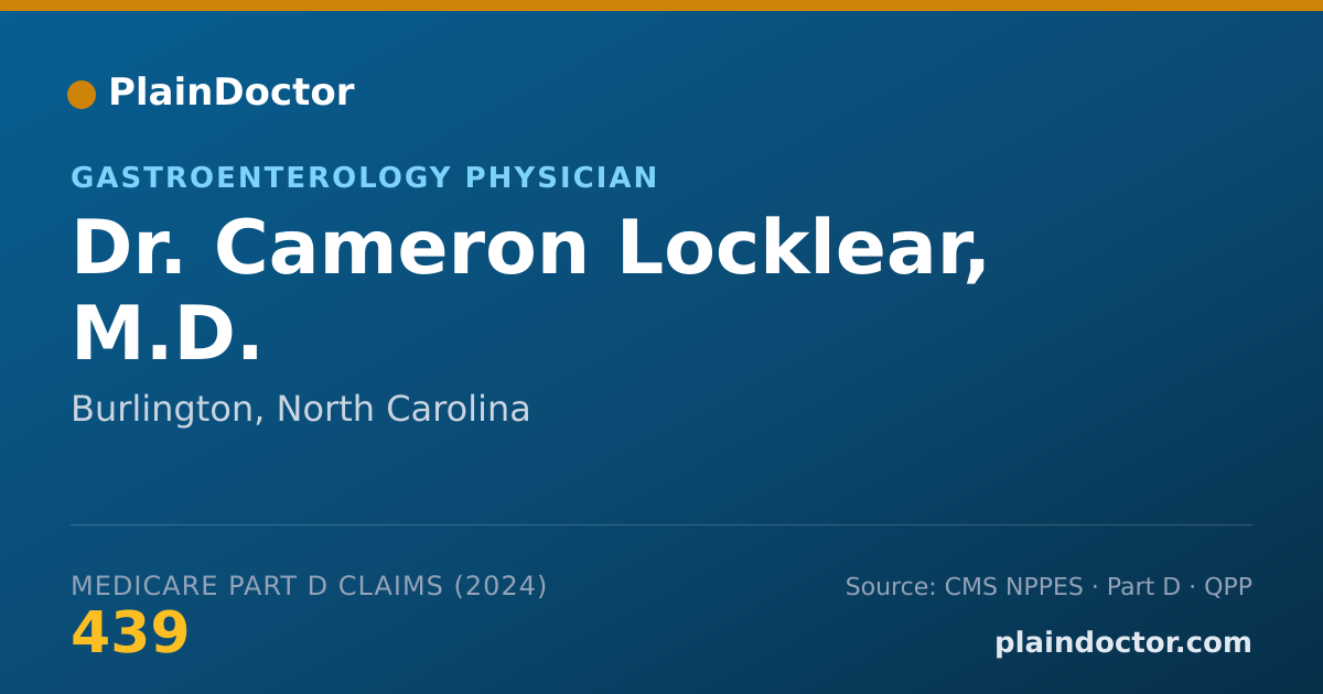 Shareable card for Cameron Locklear, M.D. - Gastroenterology Physician, Burlington, NC