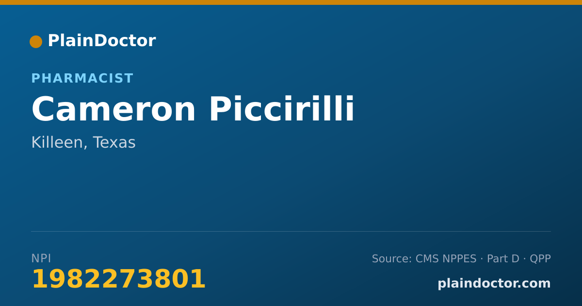 Shareable card for Cameron Piccirilli - Pharmacist, Killeen, TX