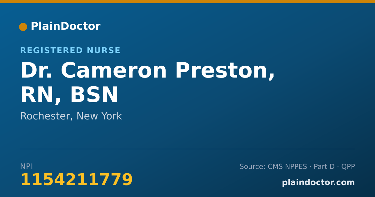 Shareable card for Cameron Preston, RN, BSN - Registered Nurse, Rochester, NY
