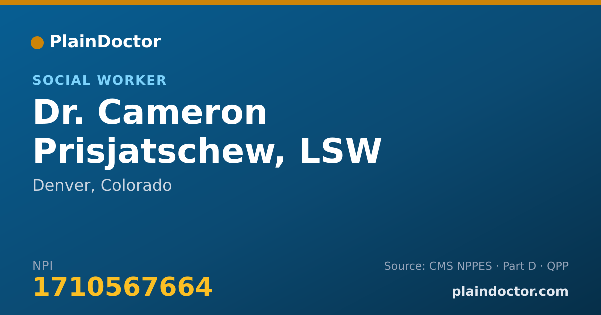 Shareable card for Cameron Prisjatschew, LSW - Social Worker, Denver, CO