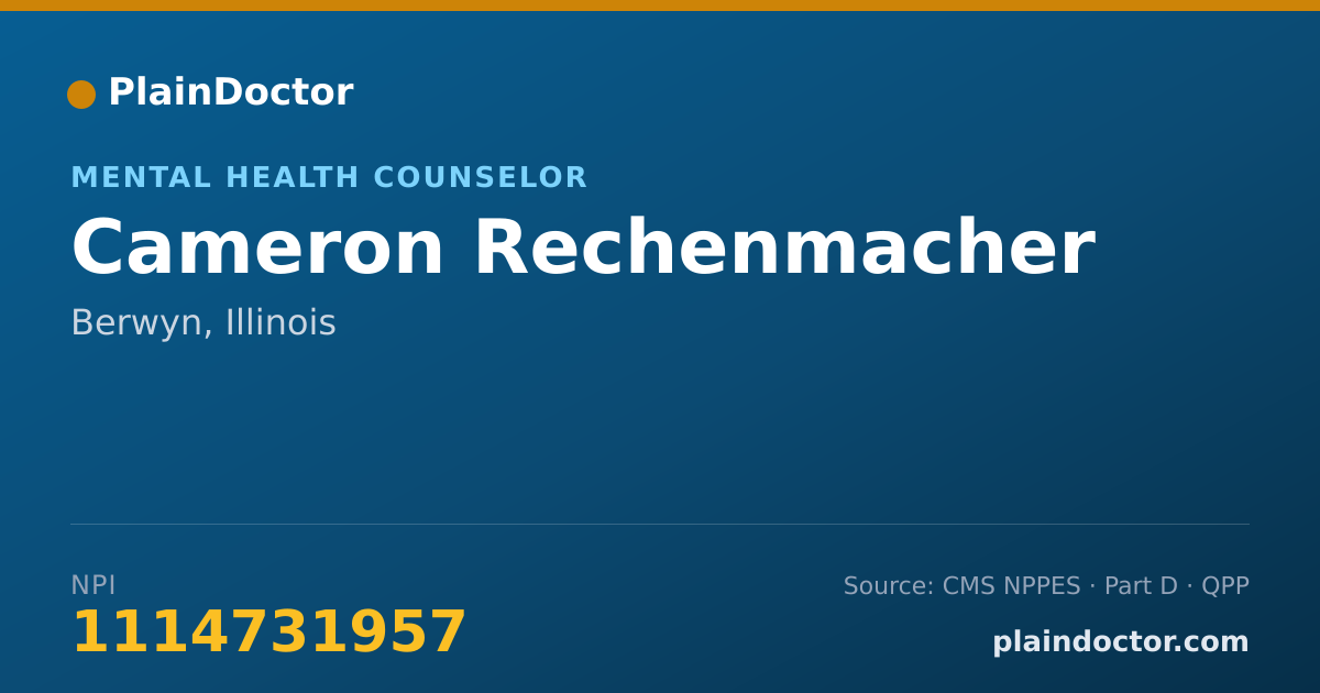 Shareable card for Cameron Rechenmacher - Mental Health Counselor, Berwyn, IL