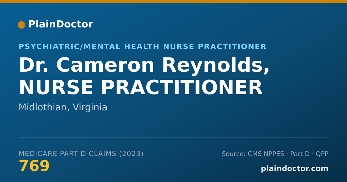 Shareable card for Cameron Reynolds, NURSE PRACTITIONER - Psychiatric/Mental Health Nurse Practitioner, Midlothian, VA