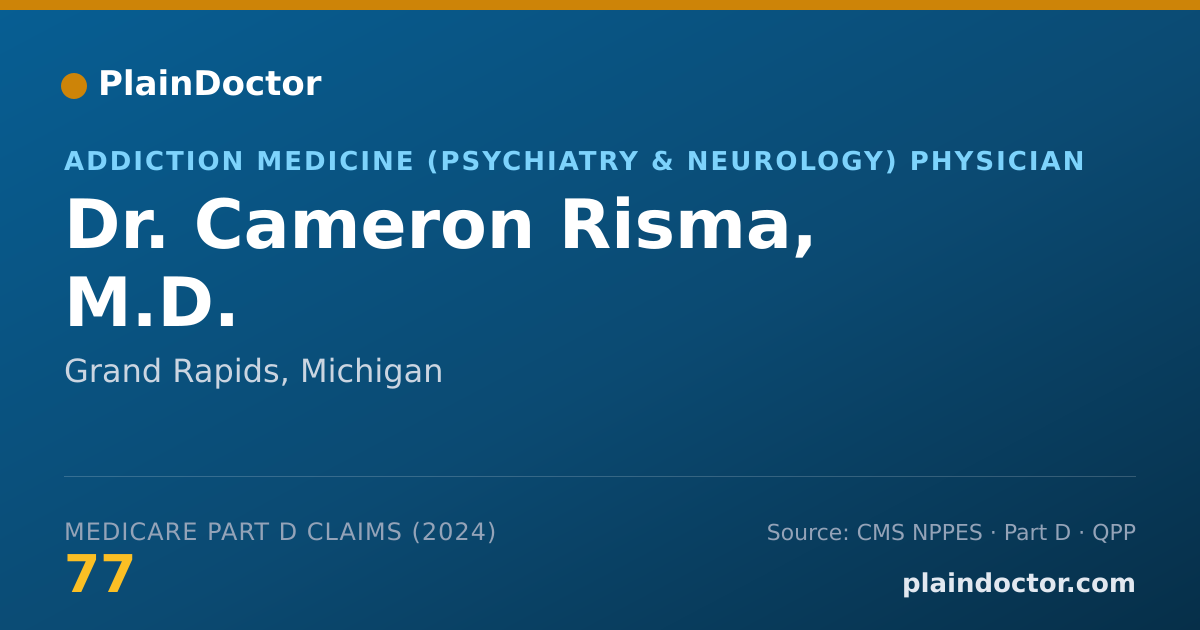 Shareable card for Cameron Risma, M.D. - Addiction Medicine (Psychiatry & Neurology) Physician, Grand Rapids, MI