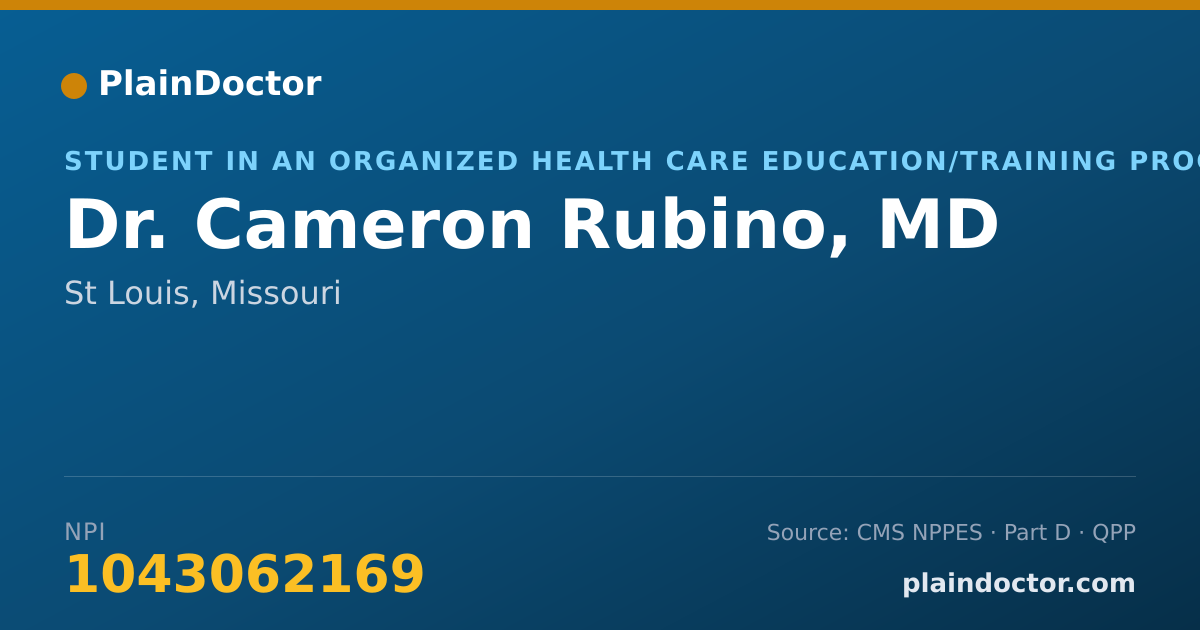 Shareable card for Cameron Rubino, MD - Student in an Organized Health Care Education/Training Program, St Louis, MO