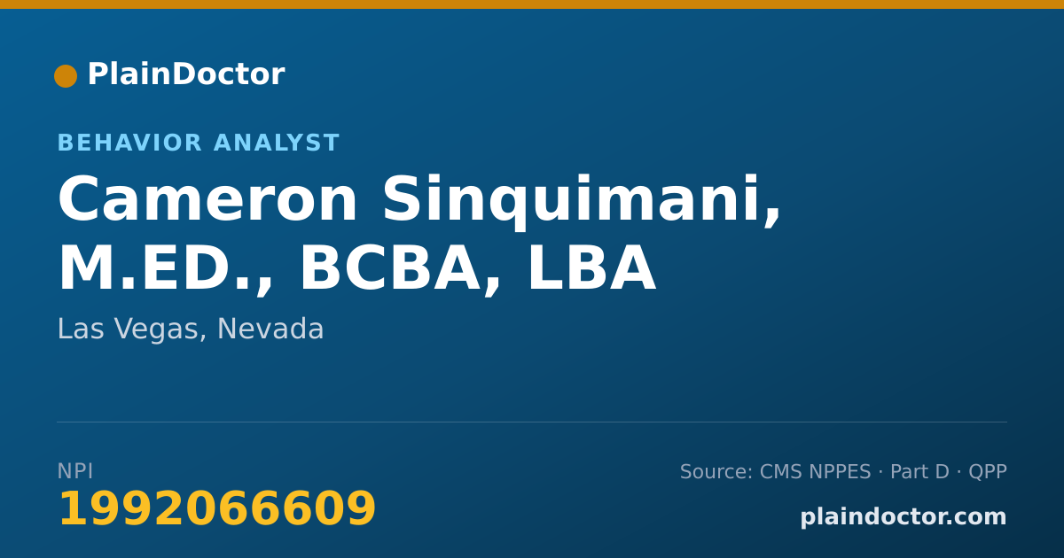 Shareable card for Cameron Sinquimani, M.ED., BCBA, LBA - Behavior Analyst, Las Vegas, NV