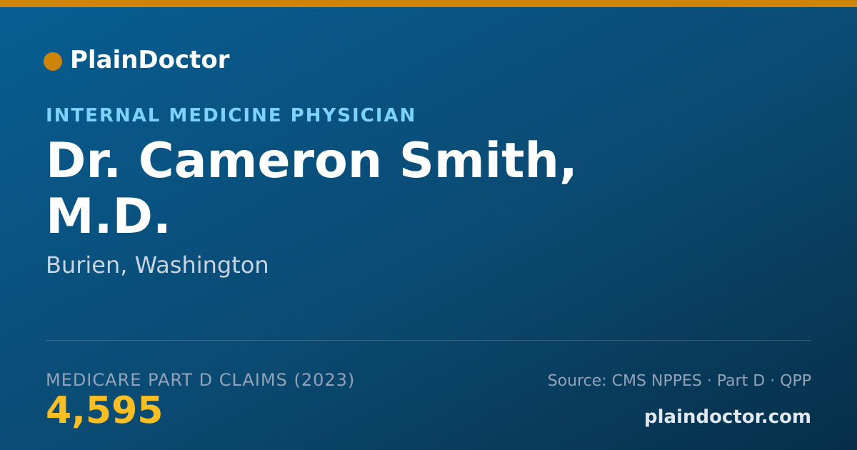 Shareable card for Cameron Smith, M.D. - Internal Medicine Physician, Burien, WA