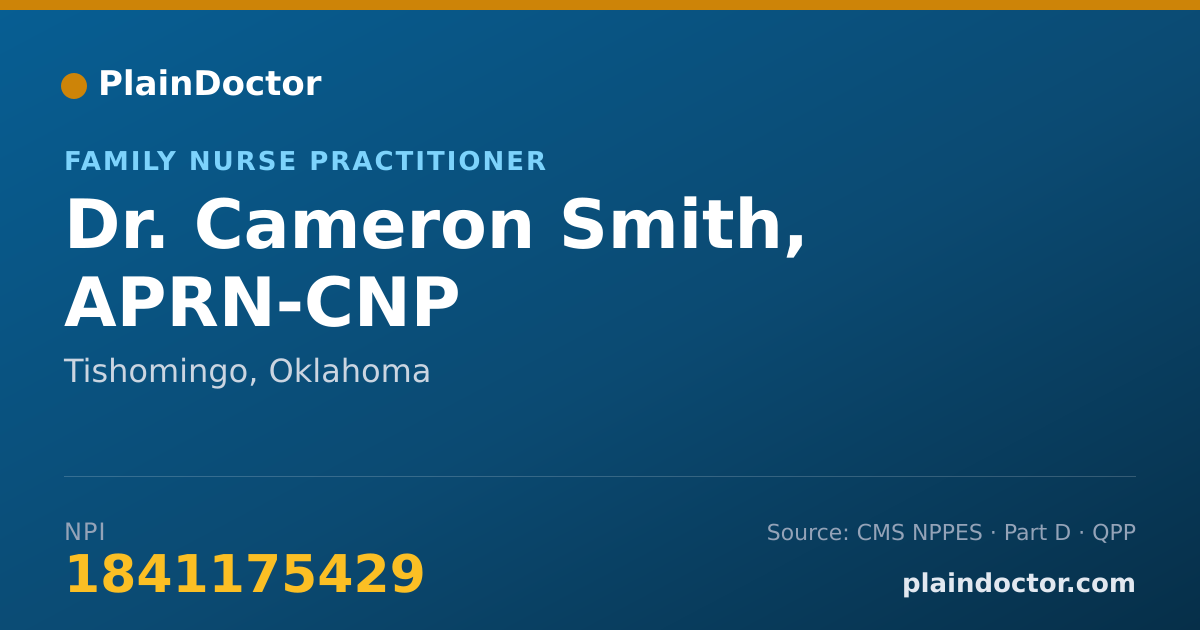 Shareable card for Cameron Smith, APRN-CNP - Family Nurse Practitioner, Tishomingo, OK