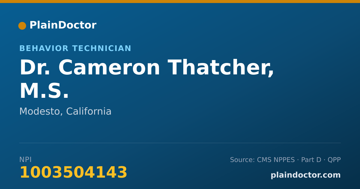 Shareable card for Cameron Thatcher, M.S. - Behavior Technician, Modesto, CA