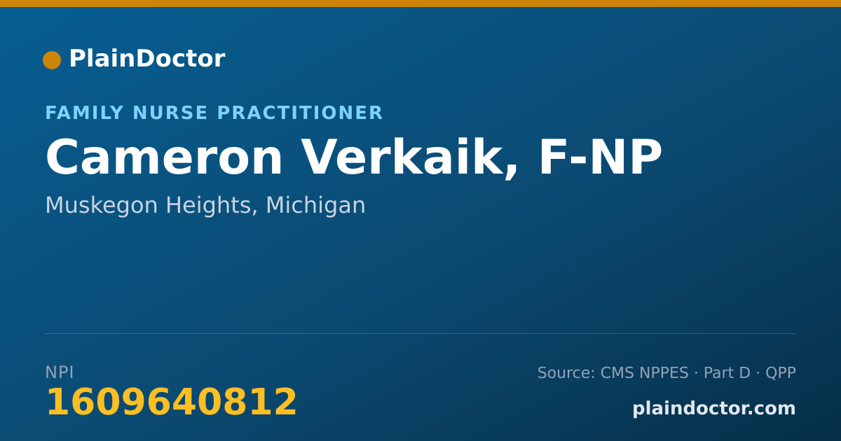 Shareable card for Cameron Verkaik, F-NP - Family Nurse Practitioner, Muskegon Heights, MI