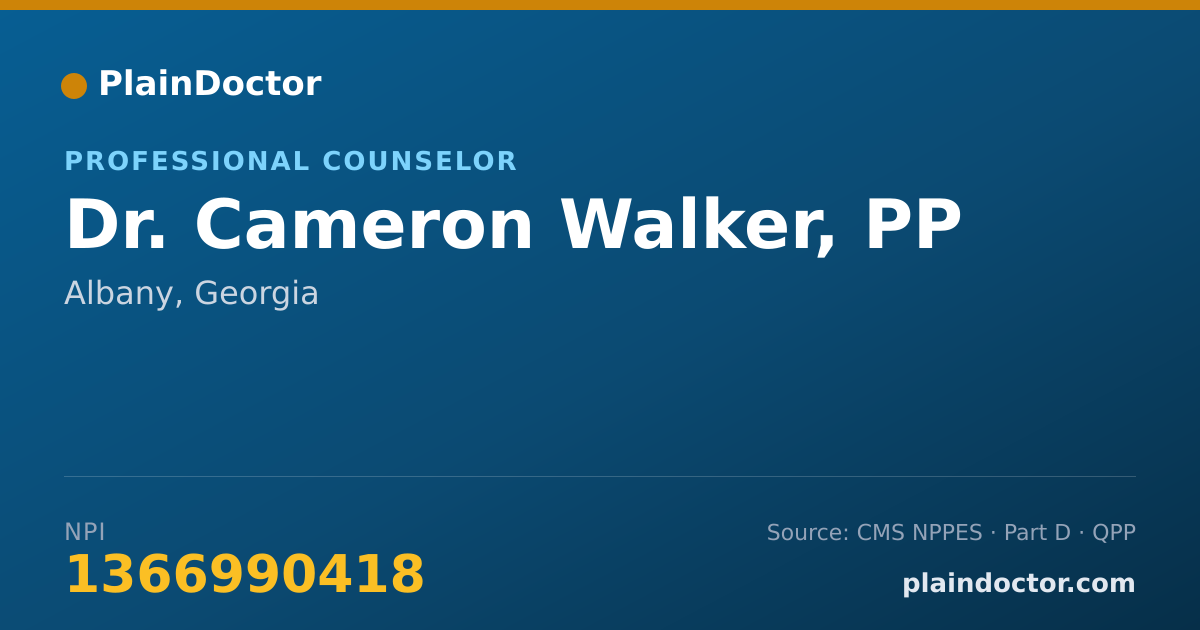 Shareable card for Cameron Walker, PP - Professional Counselor, Albany, GA
