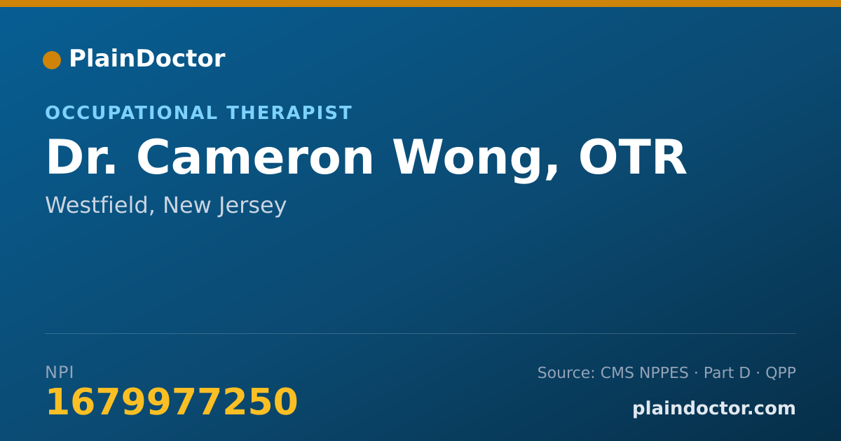 Shareable card for Cameron Wong, OTR - Occupational Therapist, Westfield, NJ