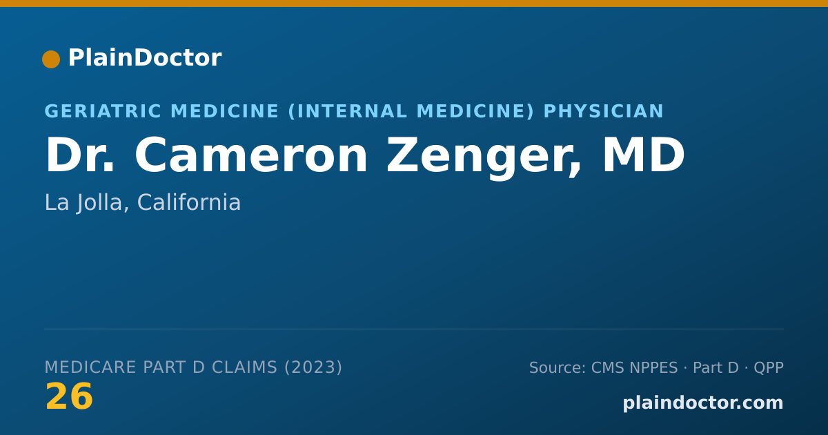 Shareable card for Cameron Zenger, MD - Geriatric Medicine (Internal Medicine) Physician, La Jolla, CA