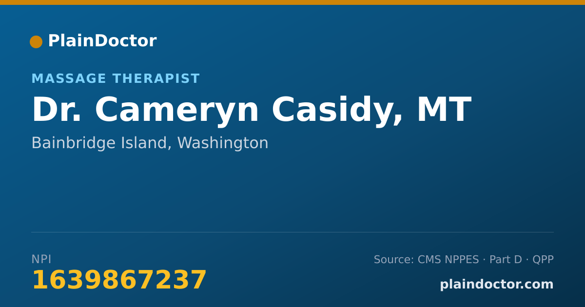 Shareable card for Cameryn Casidy, MT - Massage Therapist, Bainbridge Island, WA
