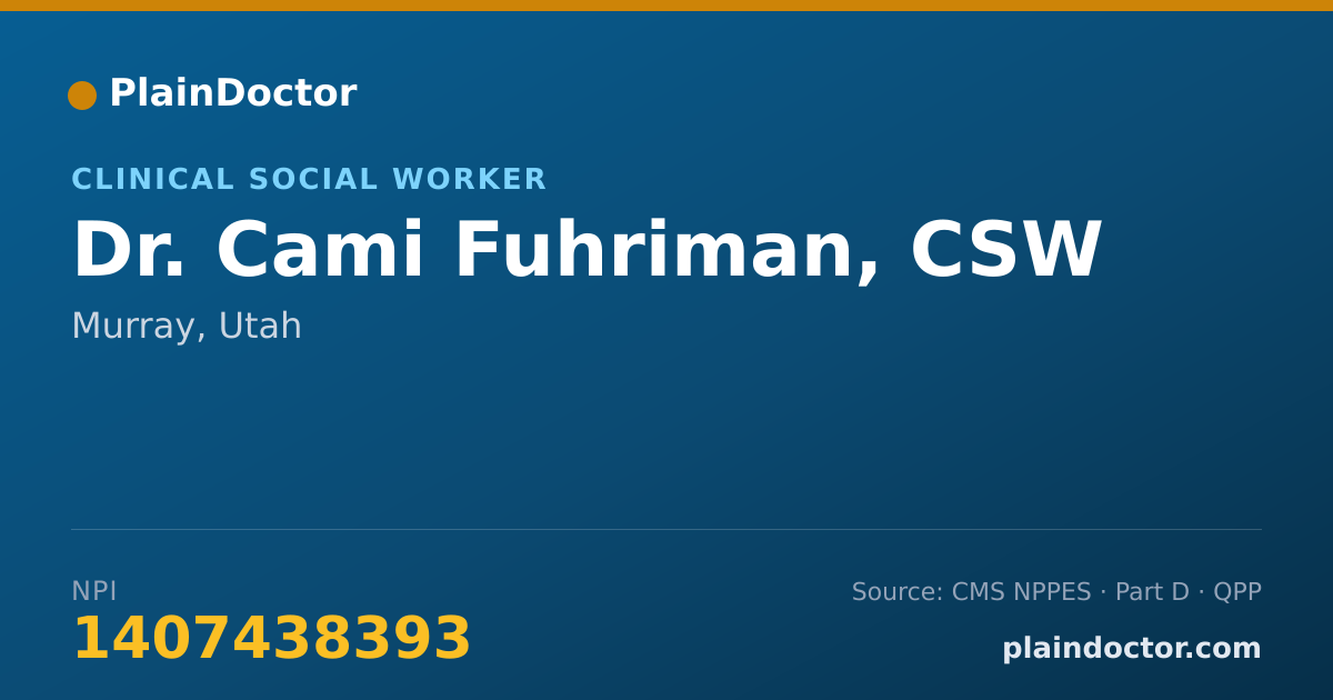 Shareable card for Cami Fuhriman, CSW - Clinical Social Worker, Murray, UT