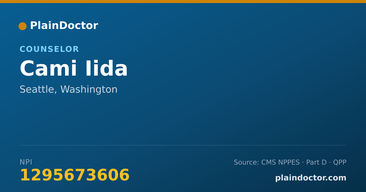 Shareable card for Cami Iida - Counselor, Seattle, WA