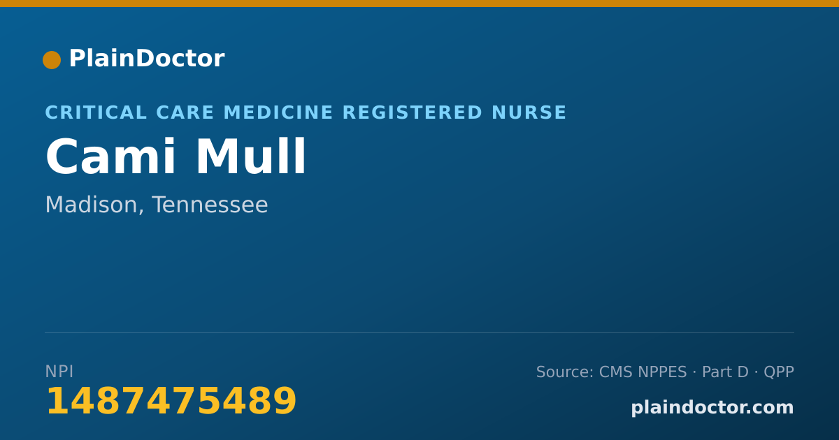 Shareable card for Cami Mull - Critical Care Medicine Registered Nurse, Madison, TN