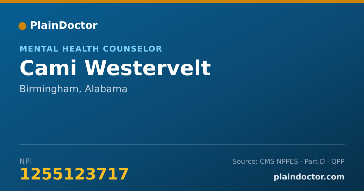 Shareable card for Cami Westervelt - Mental Health Counselor, Birmingham, AL