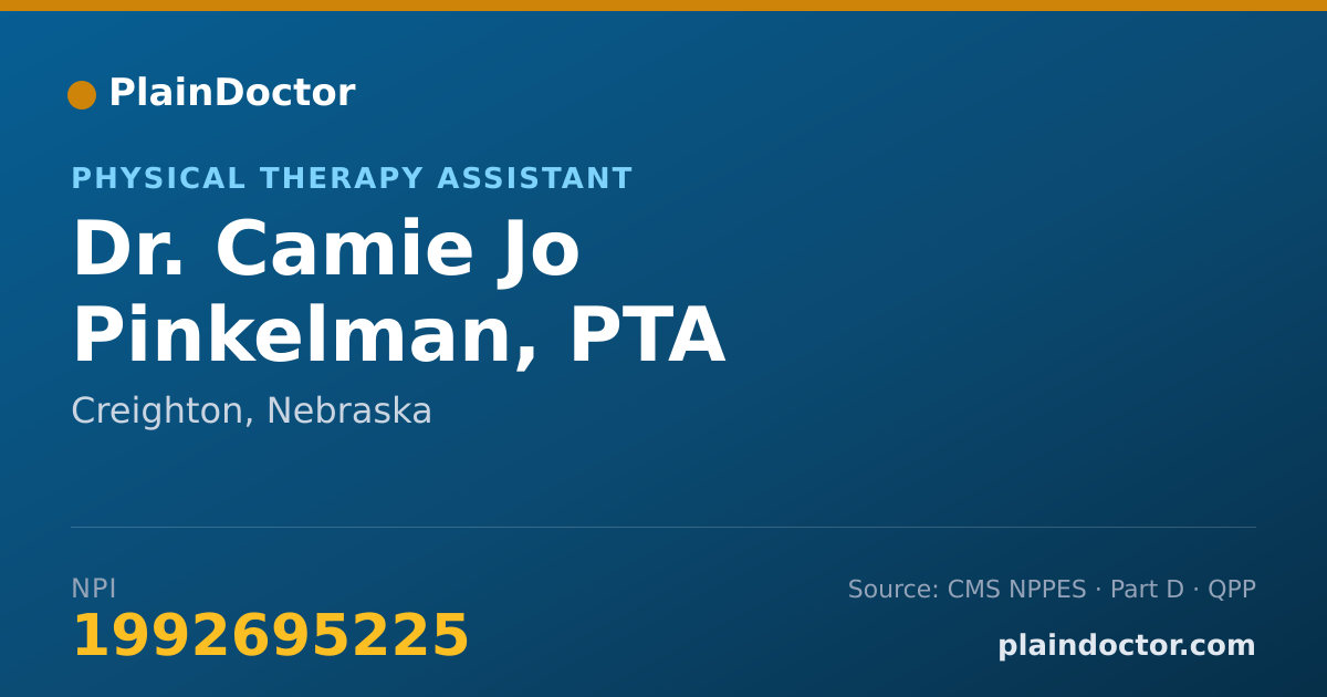 Shareable card for Camie Jo Pinkelman, PTA - Physical Therapy Assistant, Creighton, NE
