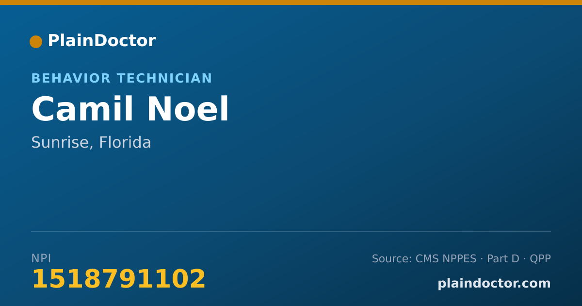 Shareable card for Camil Noel - Behavior Technician, Sunrise, FL