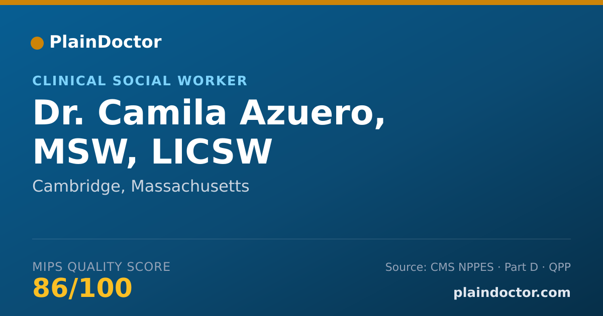 Shareable card for Camila Azuero, MSW, LICSW - Clinical Social Worker, Cambridge, MA