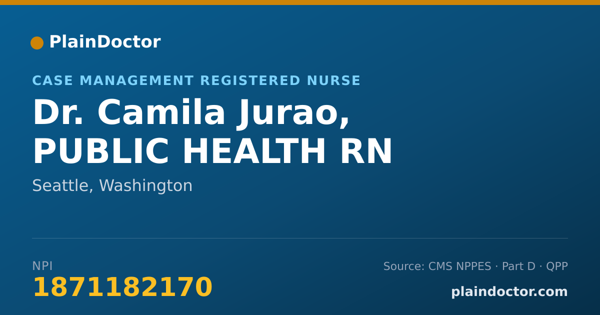 Shareable card for Camila Jurao, PUBLIC HEALTH RN - Case Management Registered Nurse, Seattle, WA
