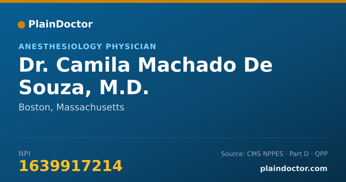 Shareable card for Camila Machado De Souza, M.D. - Anesthesiology Physician, Boston, MA