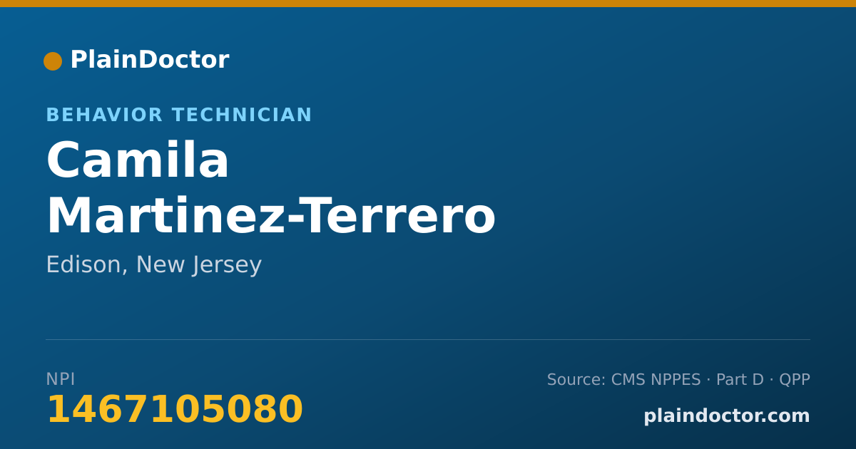 Shareable card for Camila Martinez-Terrero - Behavior Technician, Edison, NJ