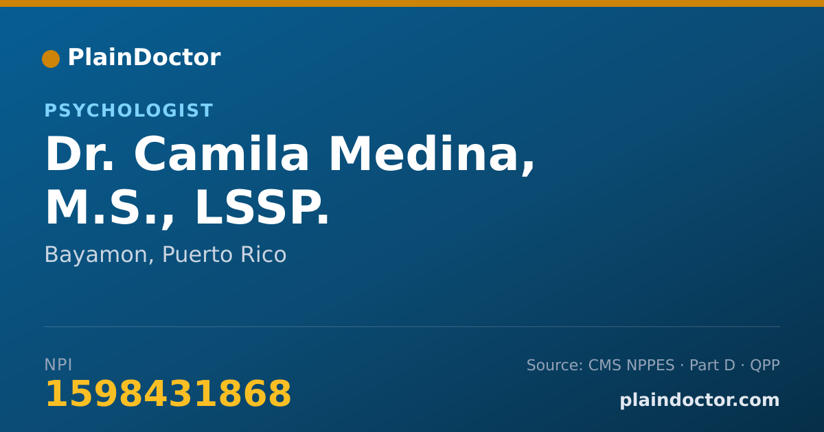 Shareable card for Camila Medina, M.S., LSSP. - Psychologist, Bayamon, PR